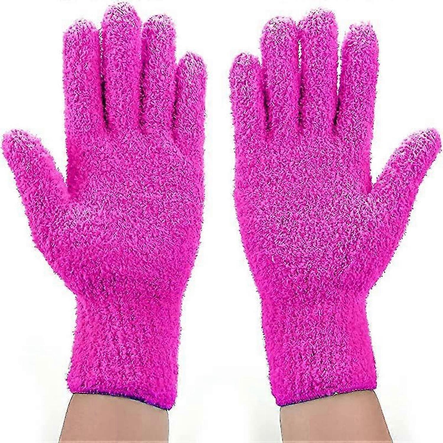 1 Pairs Microfiber Dusting Gloves Flexible and Convenient Dust Gloverose red