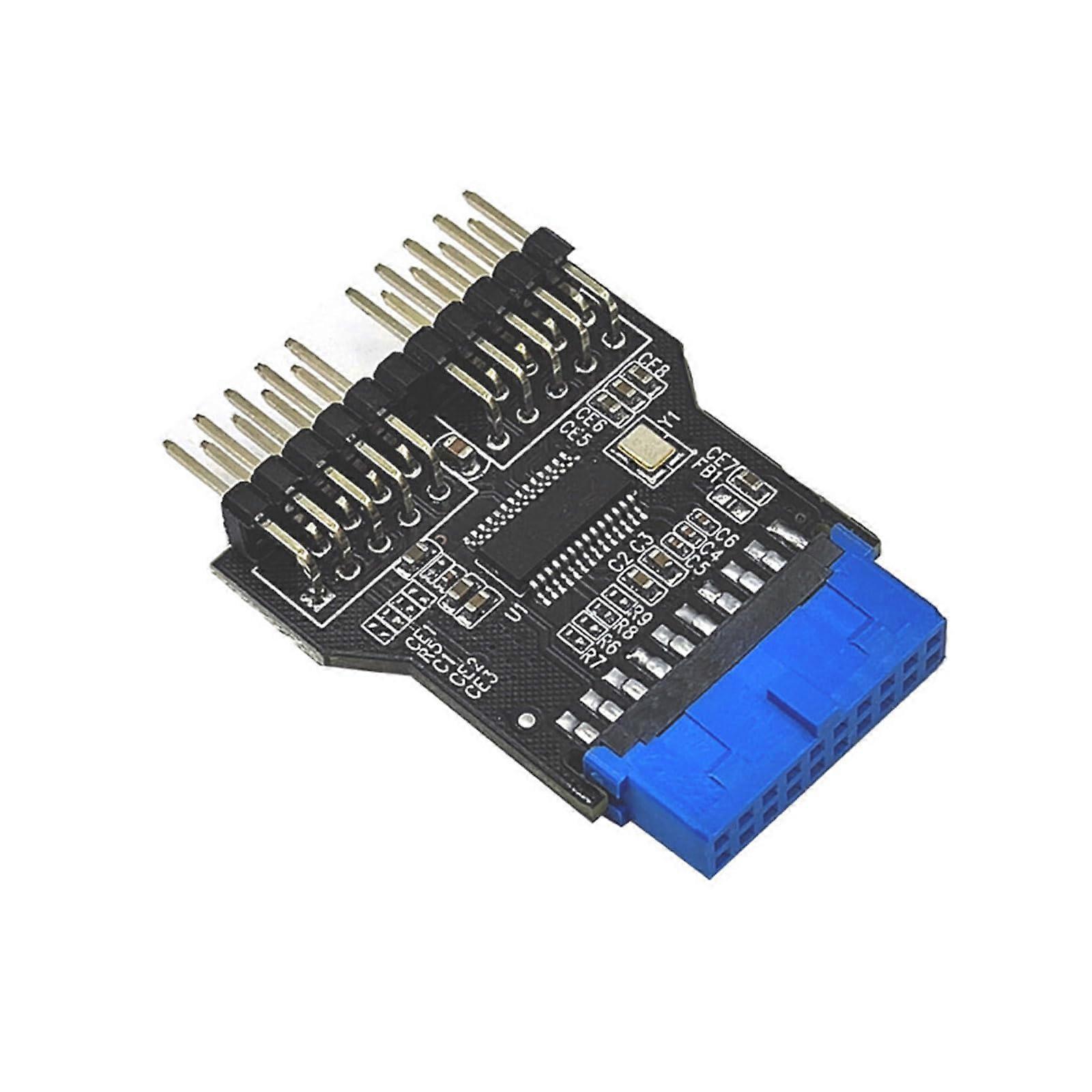 USB2.0 19Pin Header To 2Pcs USB2.0 9Pin Female Hubs Connectors Board Internal USB Header Extension Compatible With Motherboards