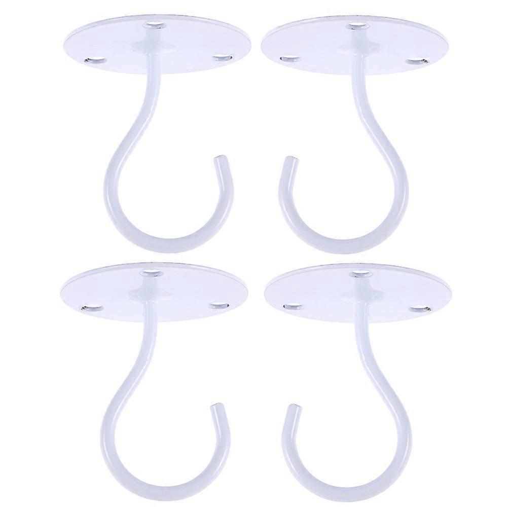 Porch Wardrobe Hook Iron Overhead Hooks for Daily Life 4Pcs White