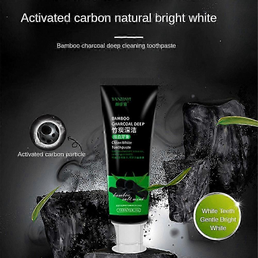 2-Pack Natural Bamboo Charcoal Toothpaste, Fluoride-Free, 100g Tubes