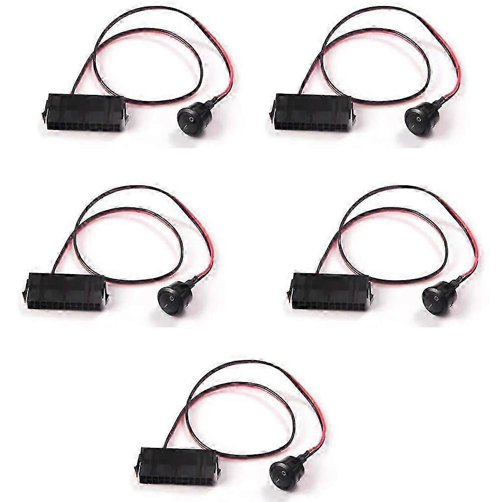 5pcs 24-Pin Female ATX PSU Supply Switch Jumper Pack with 50cm Length - ON/OFF Switch Functionality for Computers