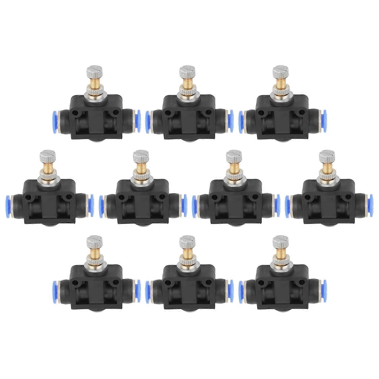 10 Pcs Push In Speed Controller 6mm Pneumatic Air Flow Valve Set