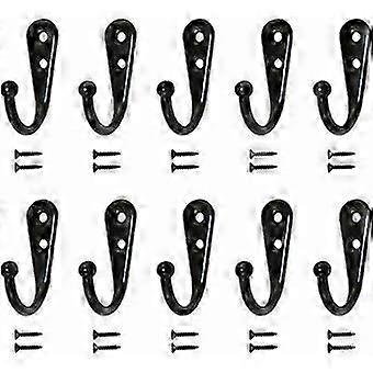 10 pcs Single Hooks Black Wall Hooks Coat Rack Black Fitted with Mounting Screws