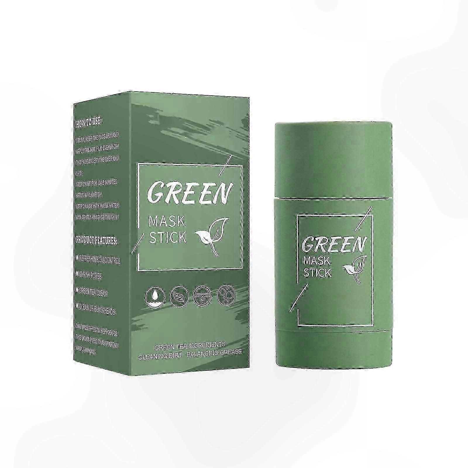 Green Clay Mask Stick for Deep Cleansing and Pore Refinement, 40g Facial Treatment for Smooth Skin