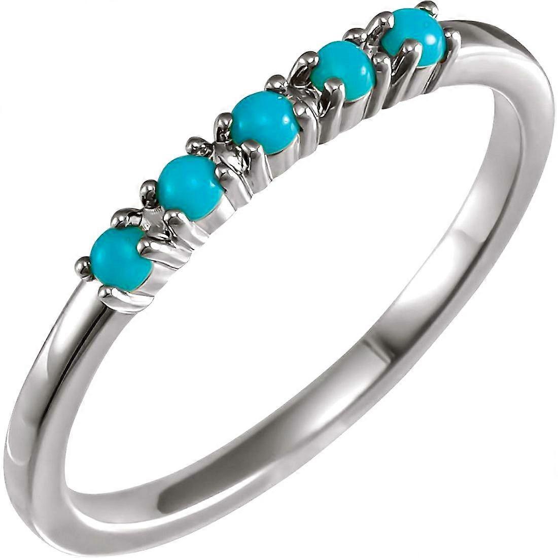 925 Sterling Silver Natural Simulated Turquoise Round 2mm Polished Cabochon Stackable Ring Size 7-Stackable-Ring for Wom