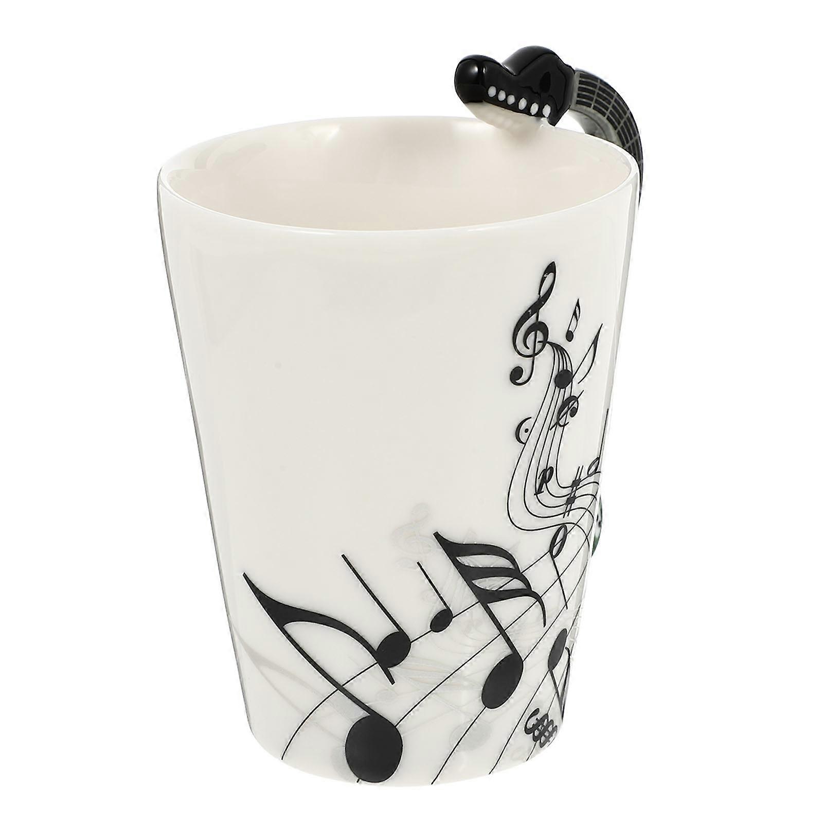 Artistic Musical Note Ceramic Water Cup for Drinking 1Pcs Green Mug