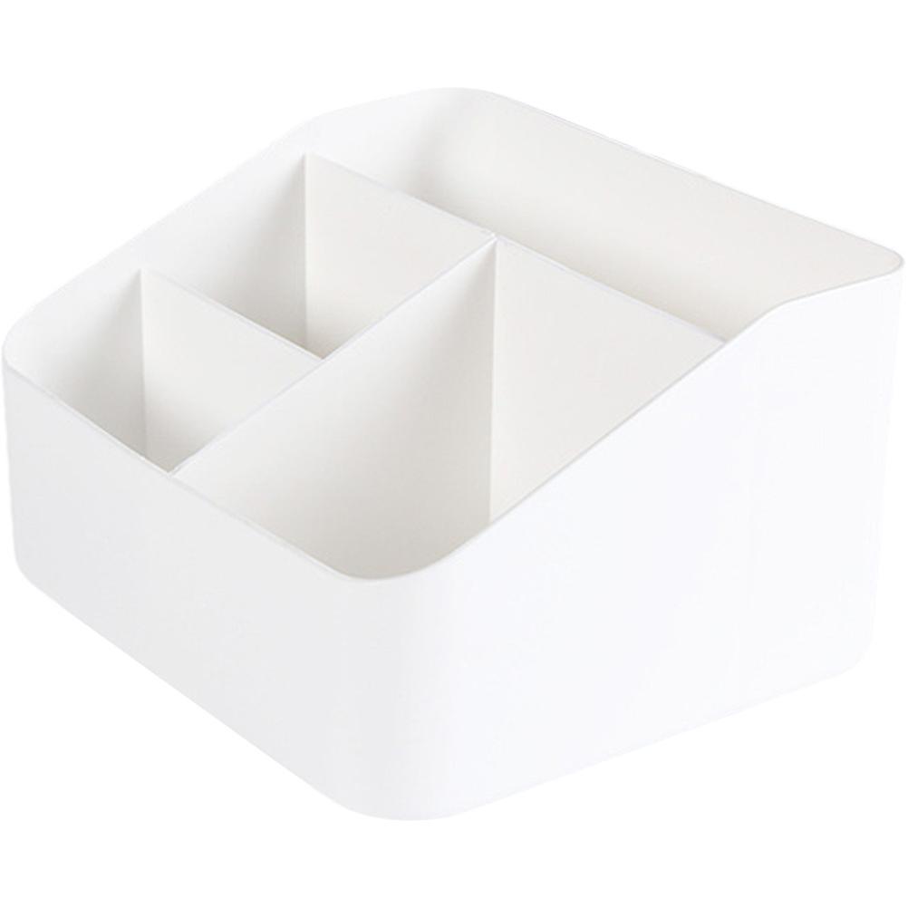 Office Storage Box Tabletop Organizer for Makeup and Pens 2Pcs White Plastic