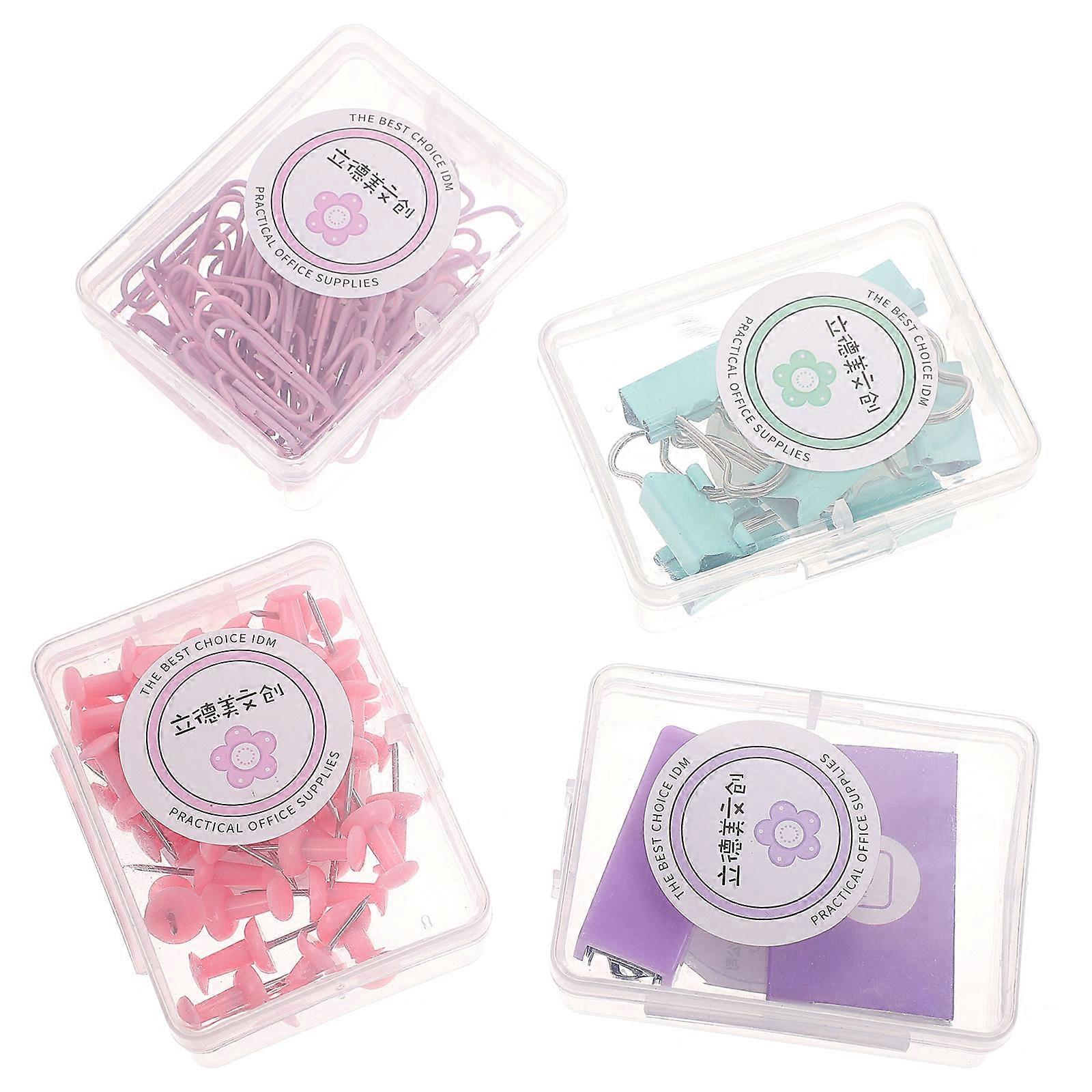 Office Supplies Paper Clips Binder Clips Set with Stapler Push Pin Set