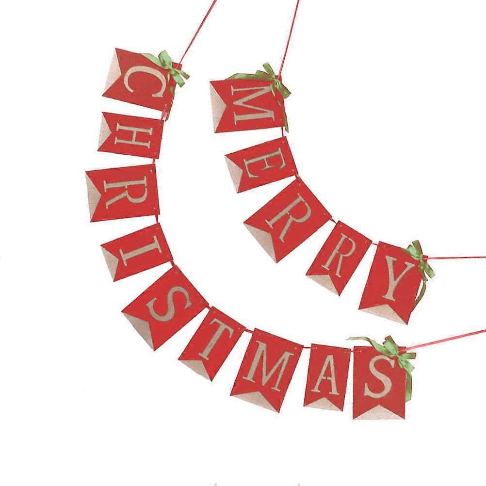 Christmas Pull Flag Xmas Party Hanging Banner for Carnival 2Pcs