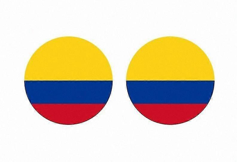 2x Round Sticker Decal Badge Colombian Flag Design