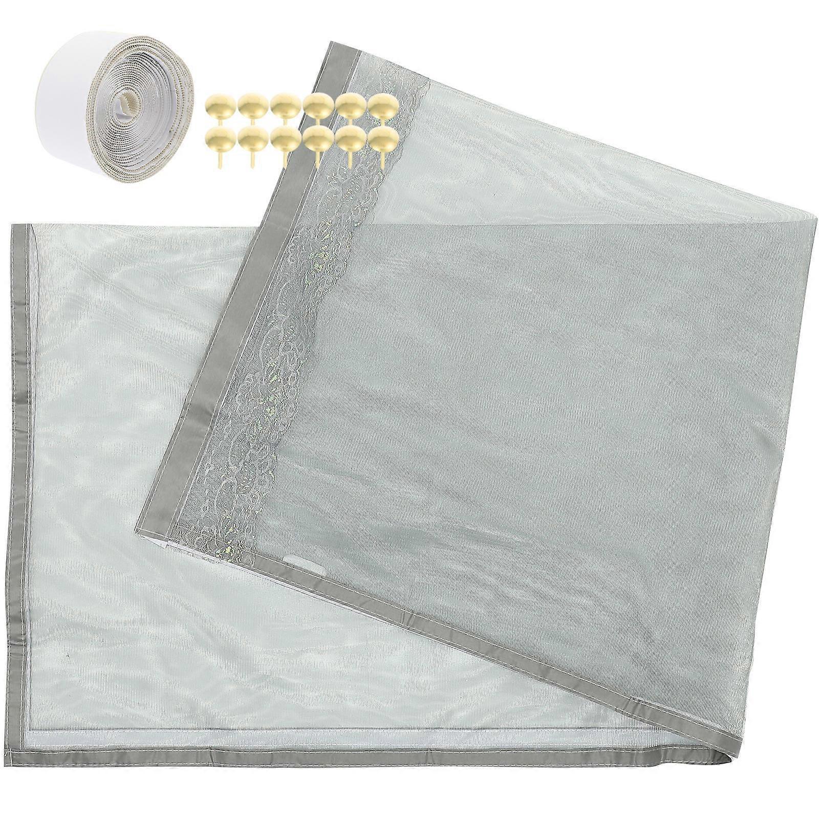 Hook and Loop Window Screen Mesh for Home Adhesive 1Set Grey