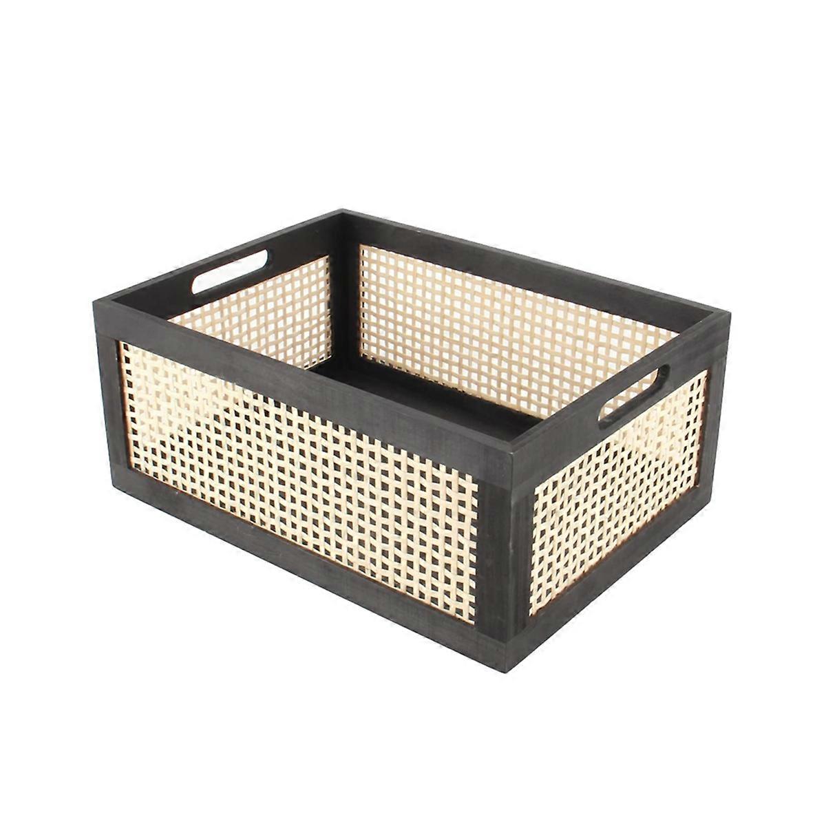 Retro Book Storage Basket Desktop Wooden Box 30x20x14CM