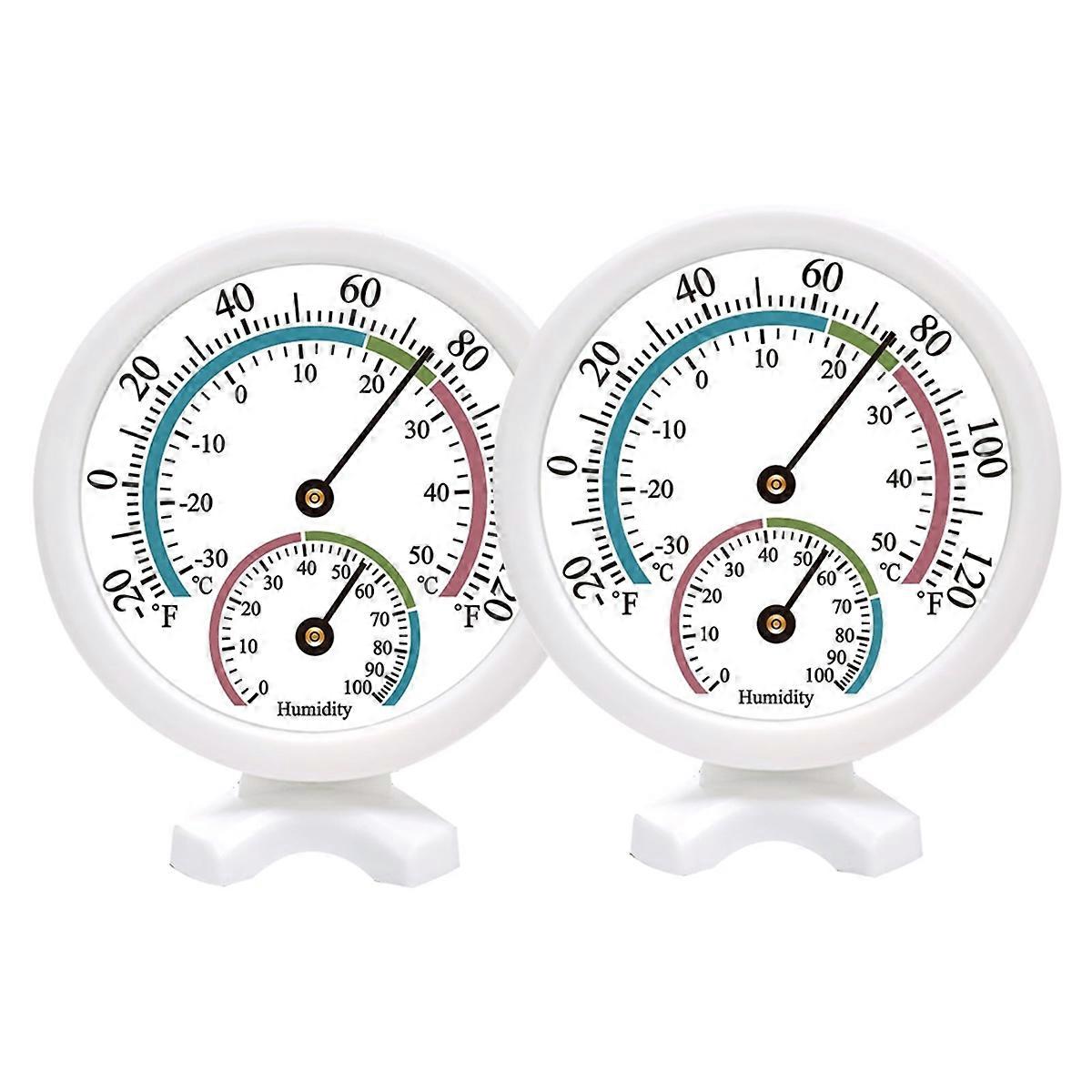 2PCS Mini Indoor Thermometer Hygrometer for Wall, White