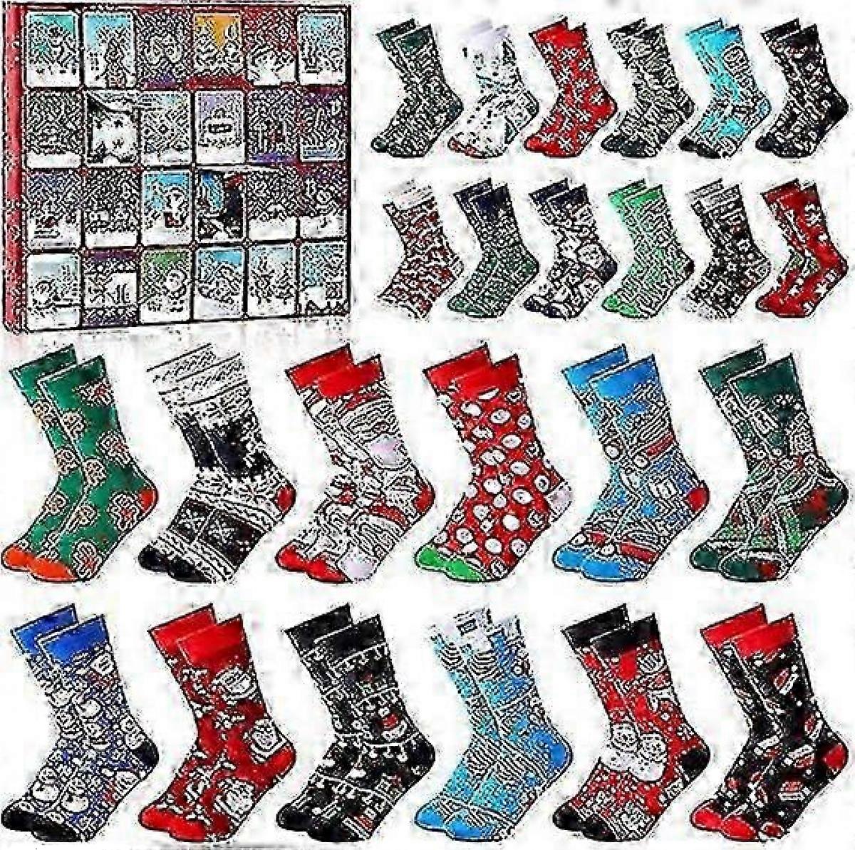 Advent Calendar Socks, Countdown To Christmas 24 Pairs Of Christmas Socks