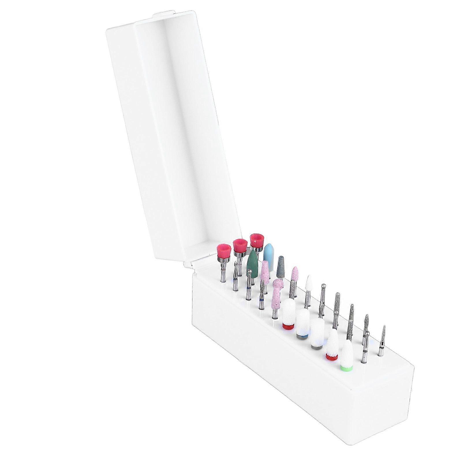 30pcs Nail Drill Bits Set Professional Steel Cuticle Remover Bits with Storage Box for Manicure
