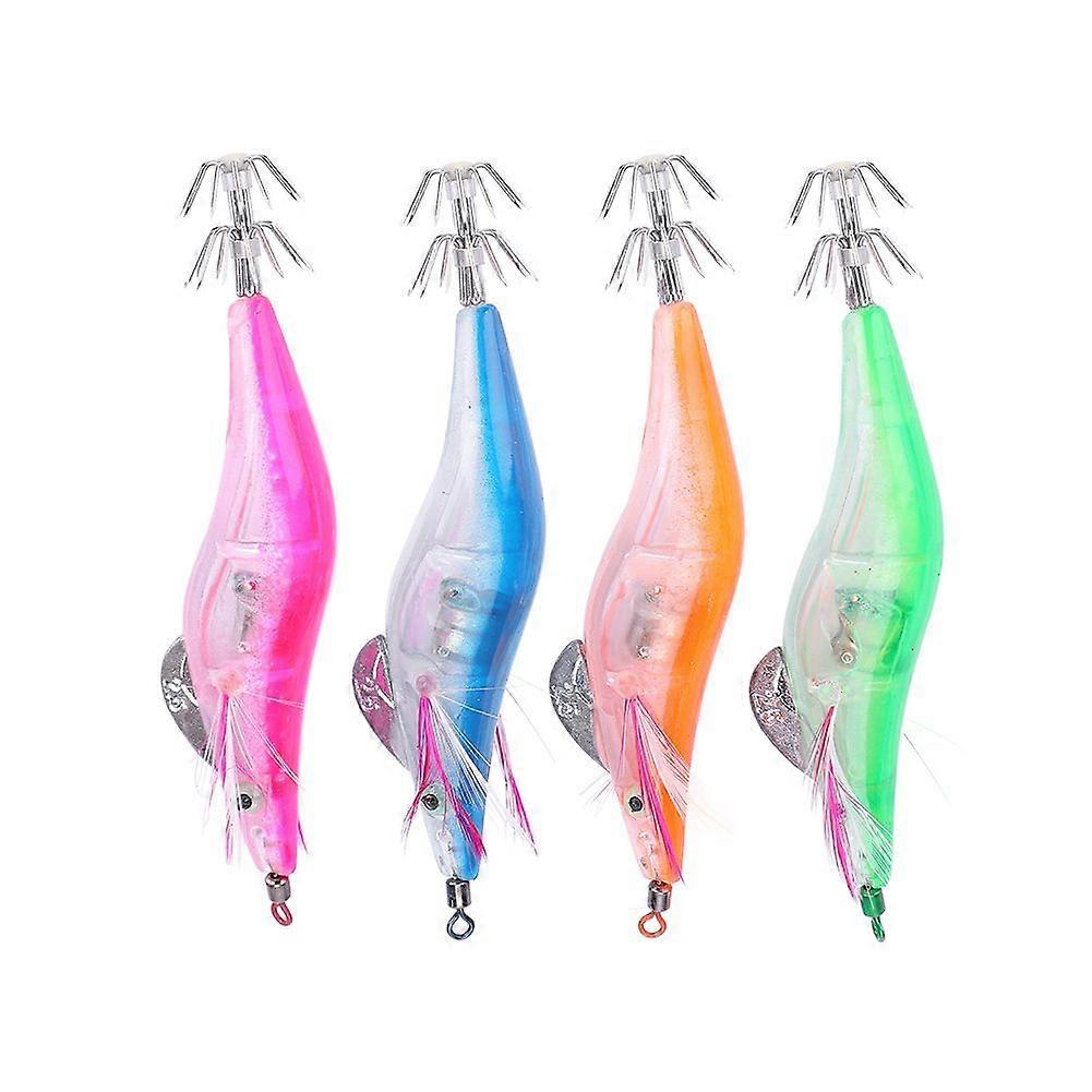 10cm 4 Colors Electric Luminous Bionic Shrimp Shape Saltwater Squid Fishing Lures