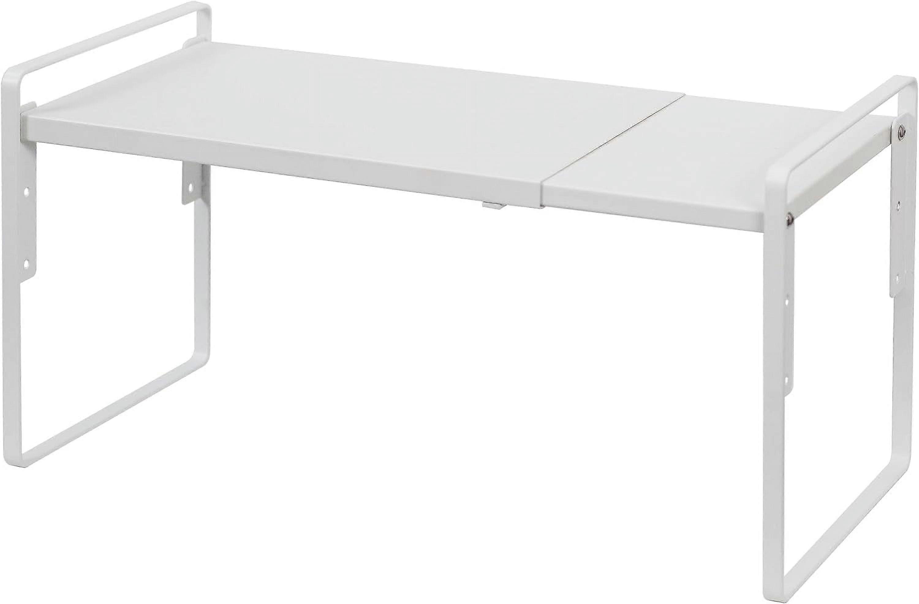 Expandable Height Adjustable Shelf Organizer, Compatible with Kitchen Cabinet Pantry Cupboard, Stackable Metal Riser, White XXL