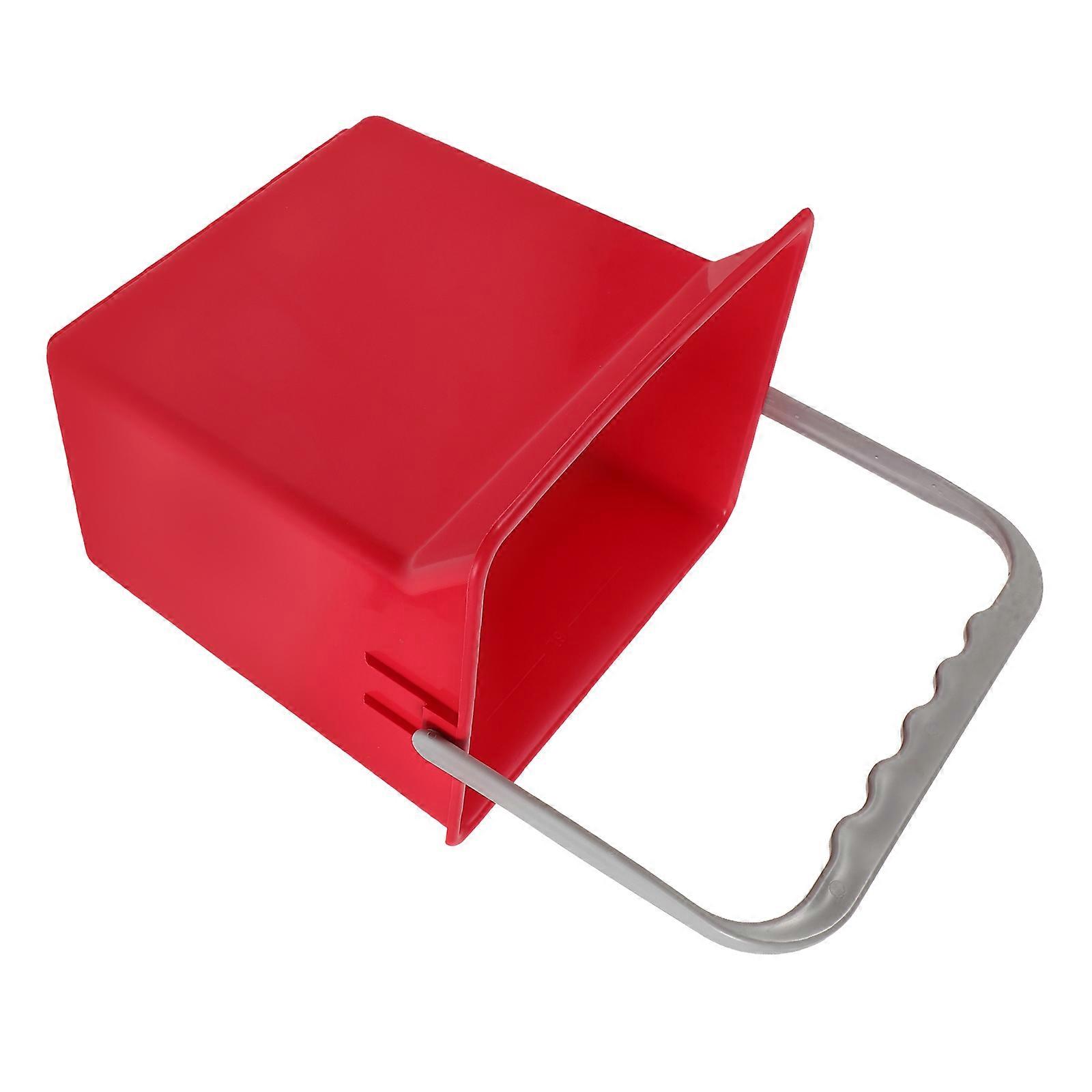Red Plastic Utility Bucket with Handle for Car Trash Container