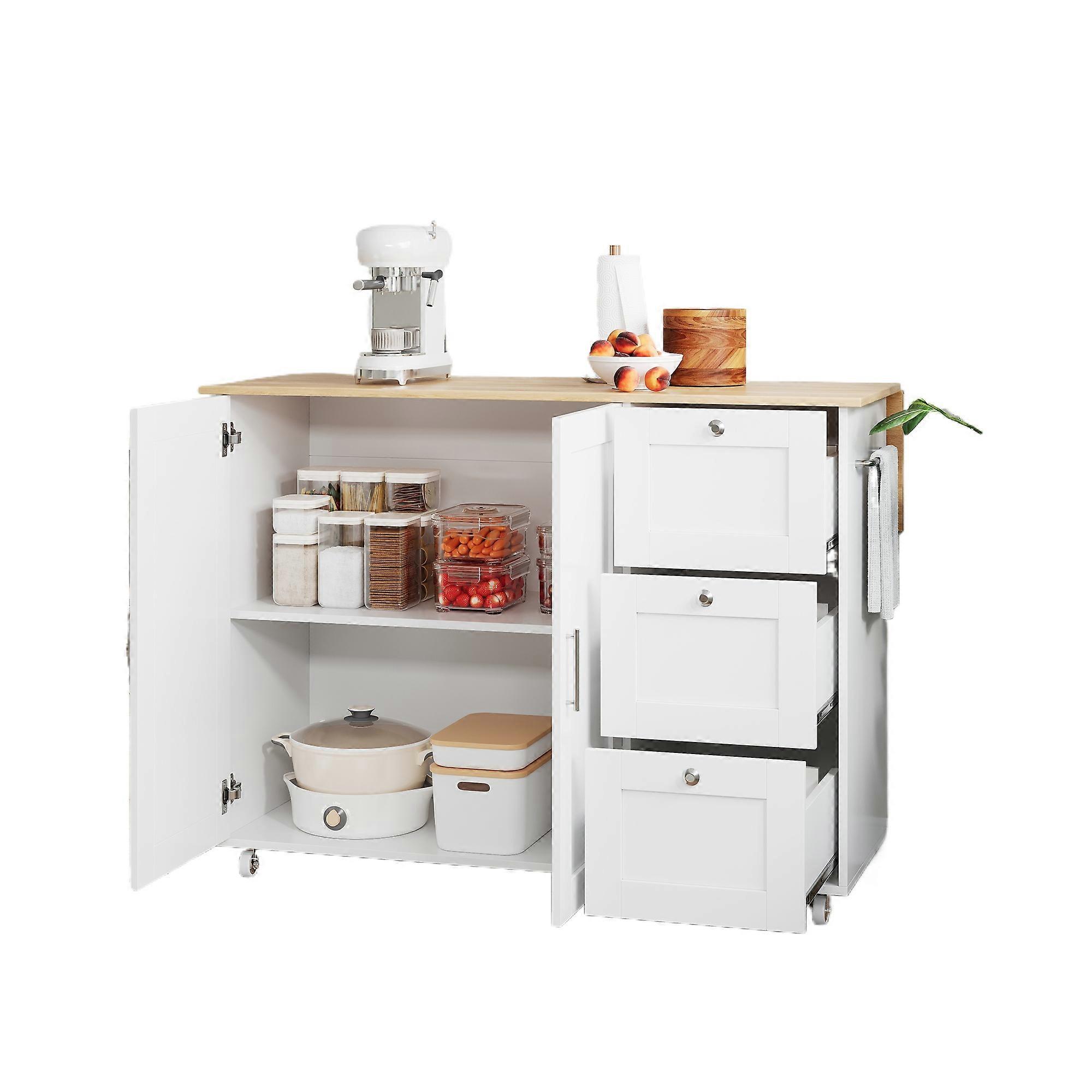 Foldable Storage Multifunctional Oak Table Large Kitchen Worktop