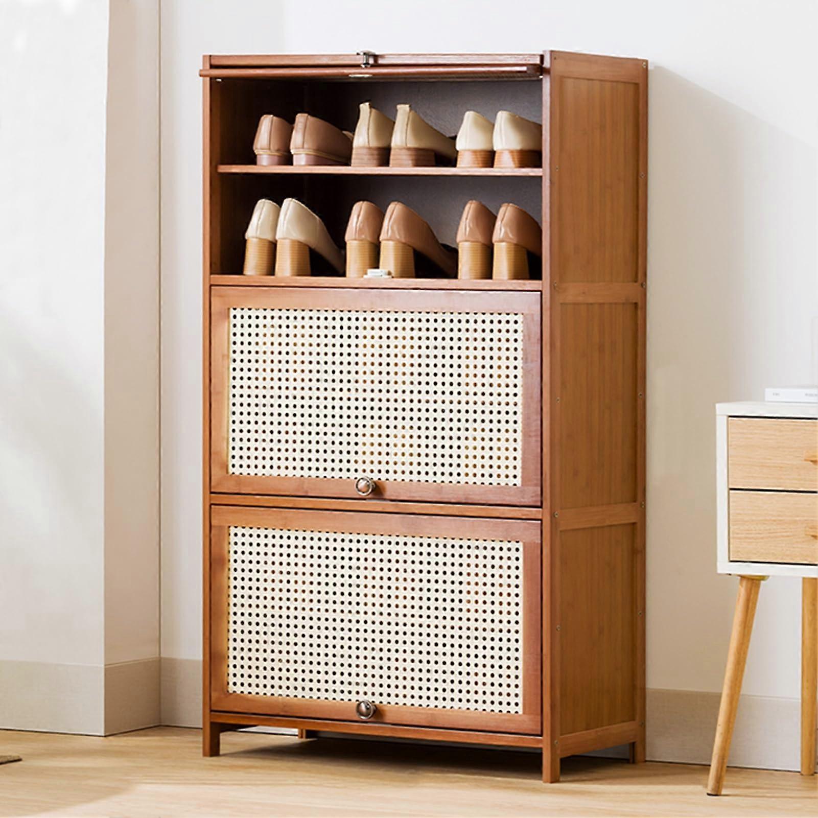 Narrow Entryway Shoe Cabinet Multilayer Tall Shoe Rack Folding Drawer Spacesaving Organizer For Bedroom Living Room Hallway Size 70x33x106 cm