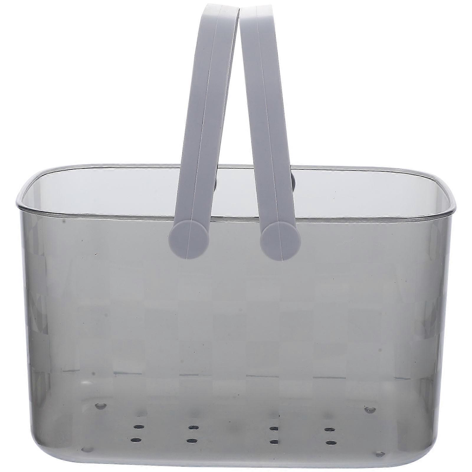 Large Capacity Draining Storage Basket Grey for Bathroom Toiletries 2Pcs