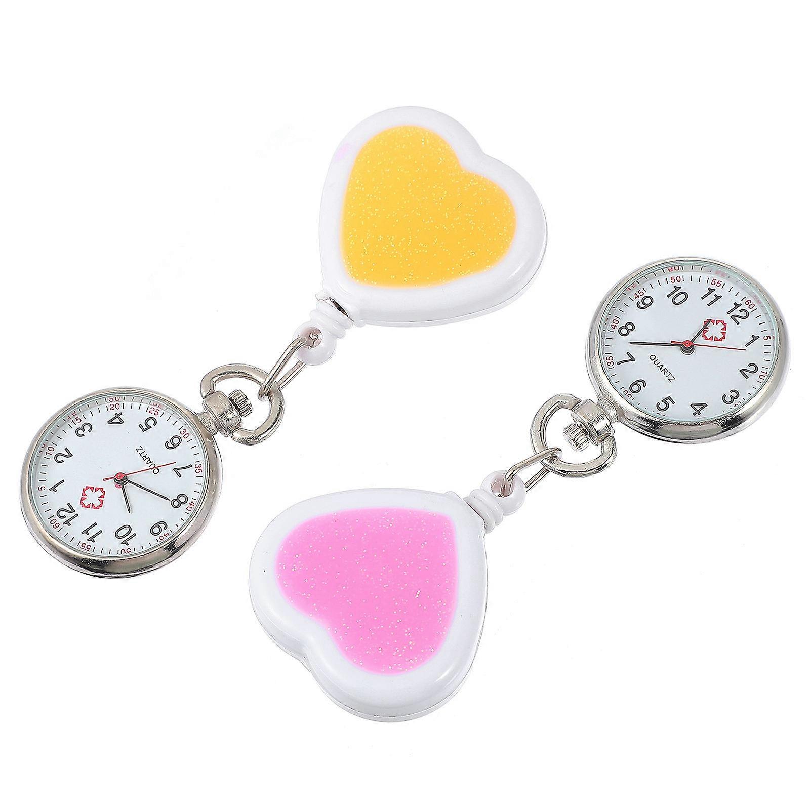 Heart Shape Pocket Watches With Retractable Function Decorative Effect Ideal For Various Occasions Women Men Students 2Pcs