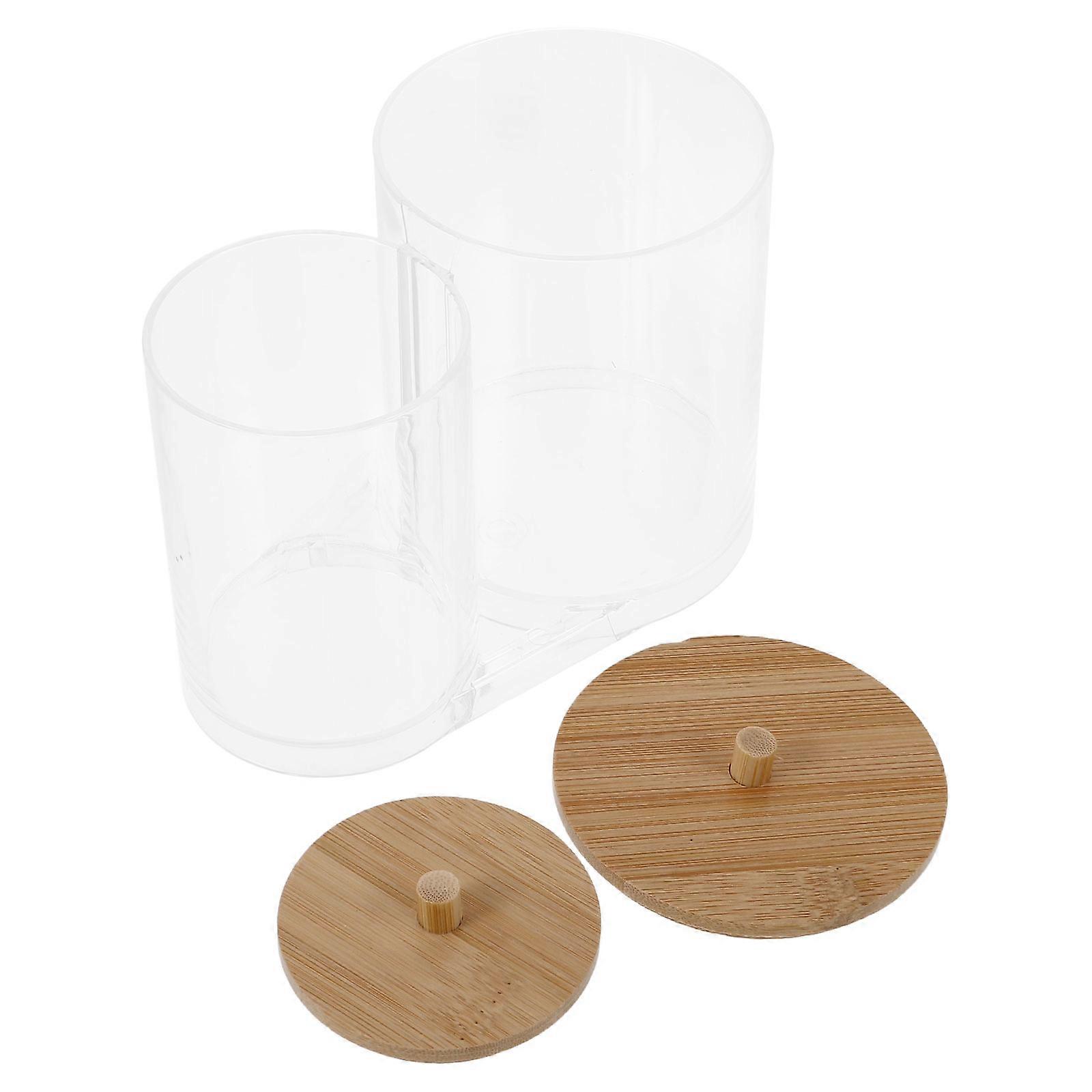 Cotton Pads Holder 4Pcs Bathroom Storage Jars With Lids Easy Visibility Household Portable Use Clear Acrylic Rectangle
