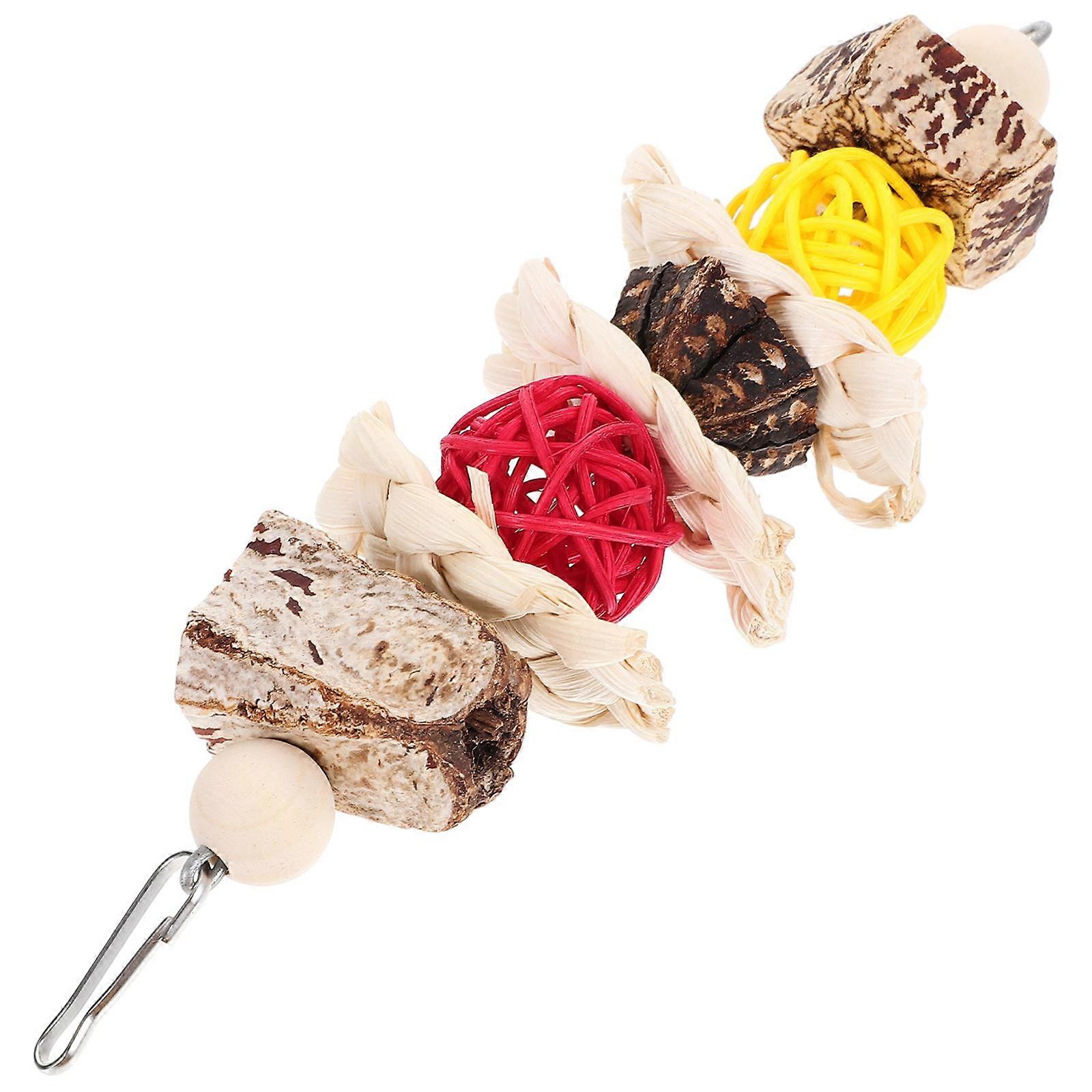 Parrot Chewing Toy Foraging Hanging Ornament Pet Bird Indoor Play Synthetic Material 1Set