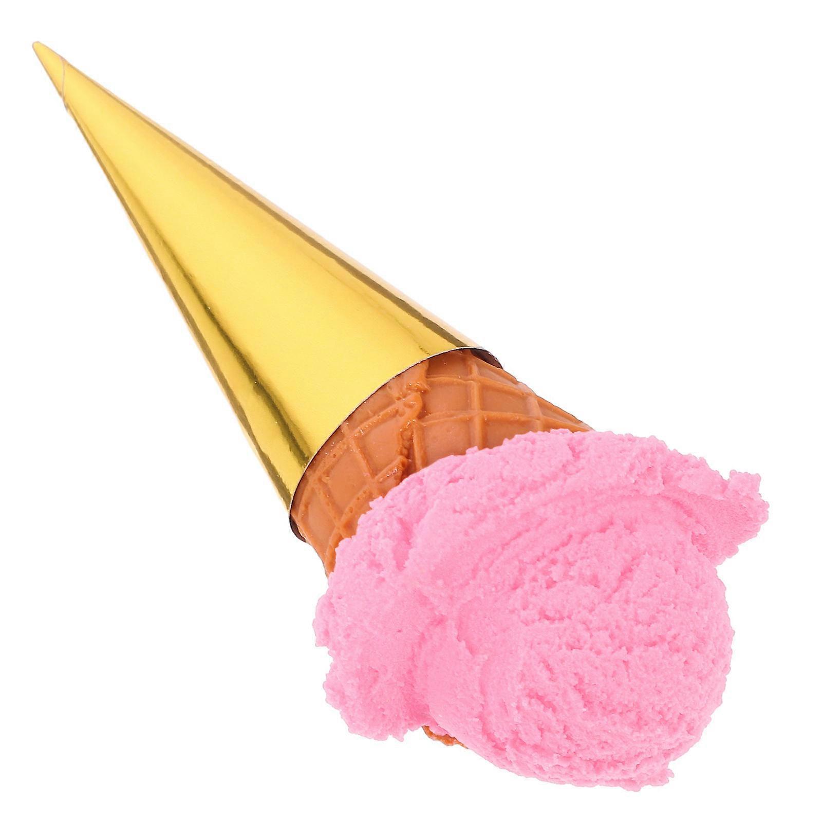 Dessert Display Model Fake Ice Cream Cone For Photo Shoot Decor With Detailed Workmanship In Pink 3Pcs