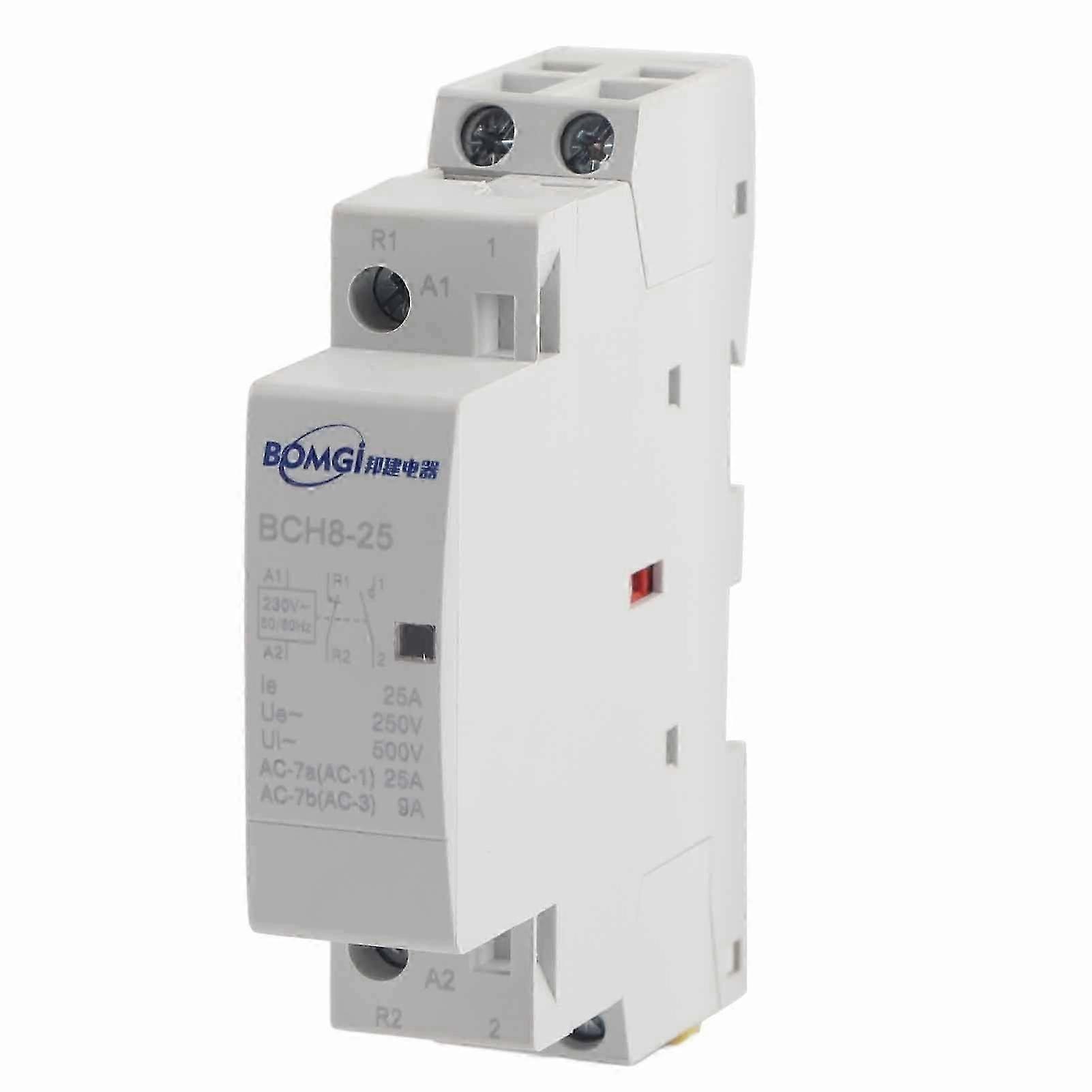 2P 25A 220V/230V 1NO 1NC 50/60HZ domestic mains contactor for DIN rail