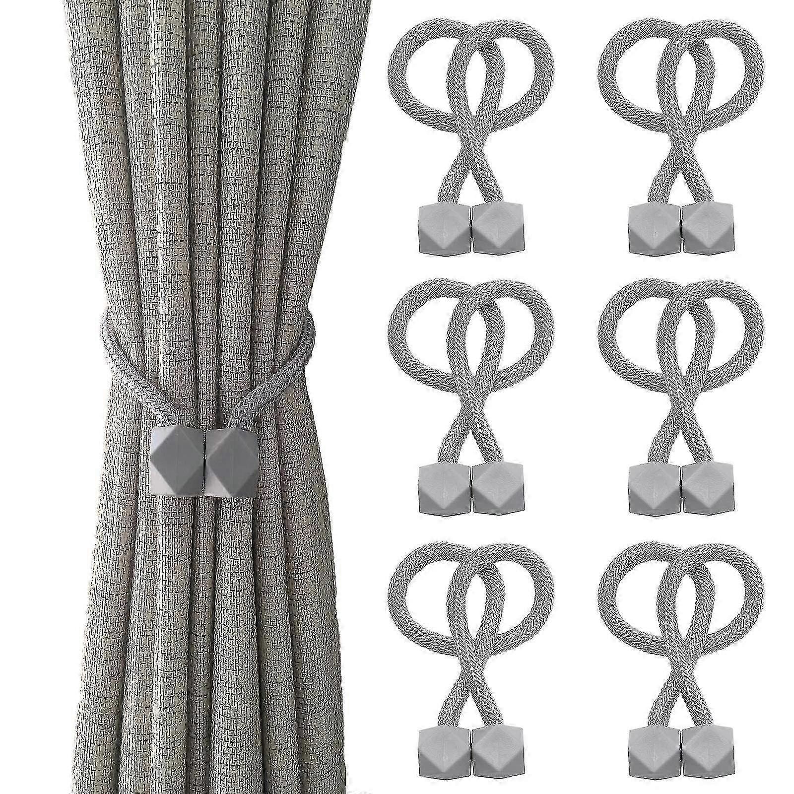 6-Pack Magnetic Curtain Tiebacks - Decorative Straps for Easy Curtain Holding, No Tools Needed
