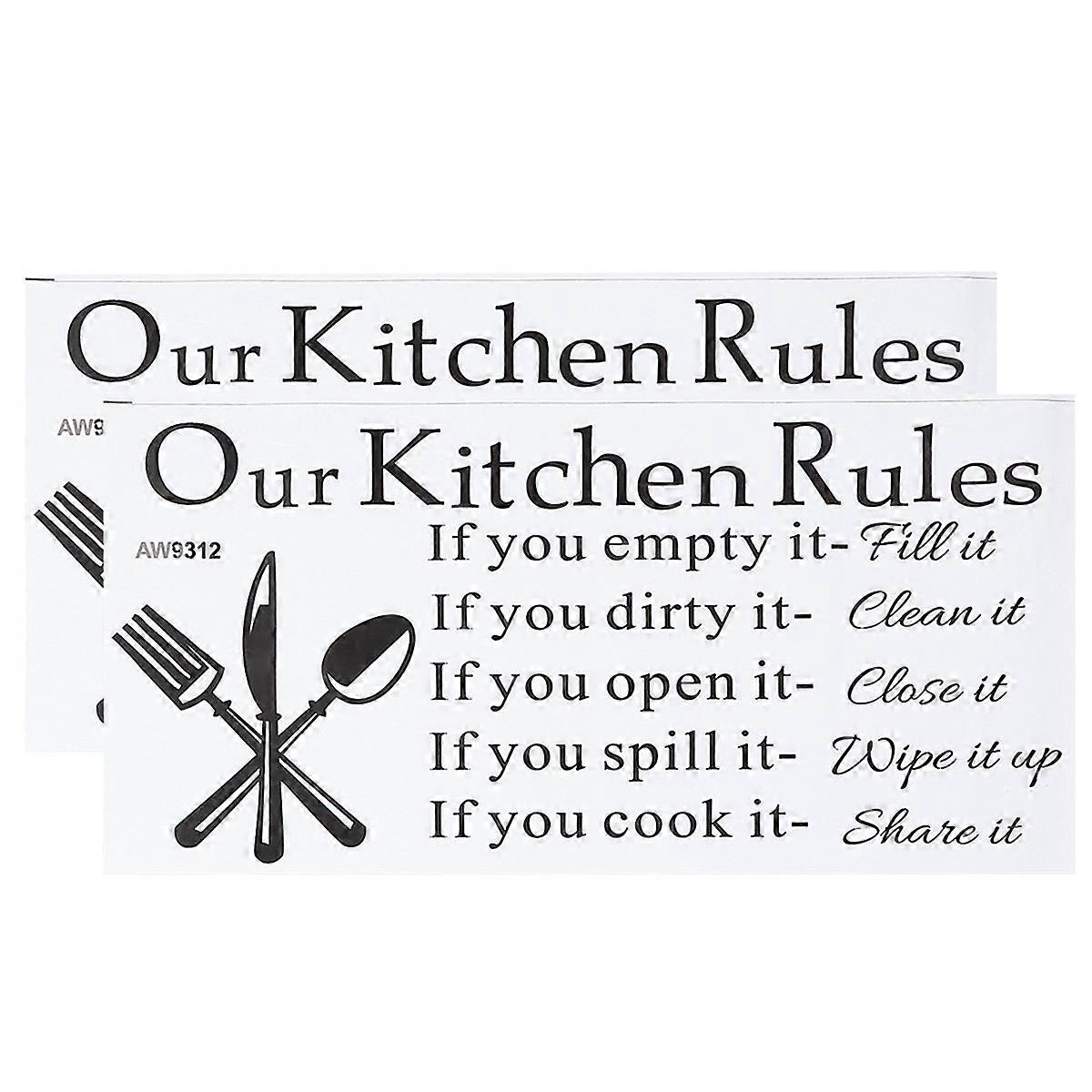 Sticker Decor Kitchen Wall Sticker for Kitchen Rules 4Pcs Removable DIY