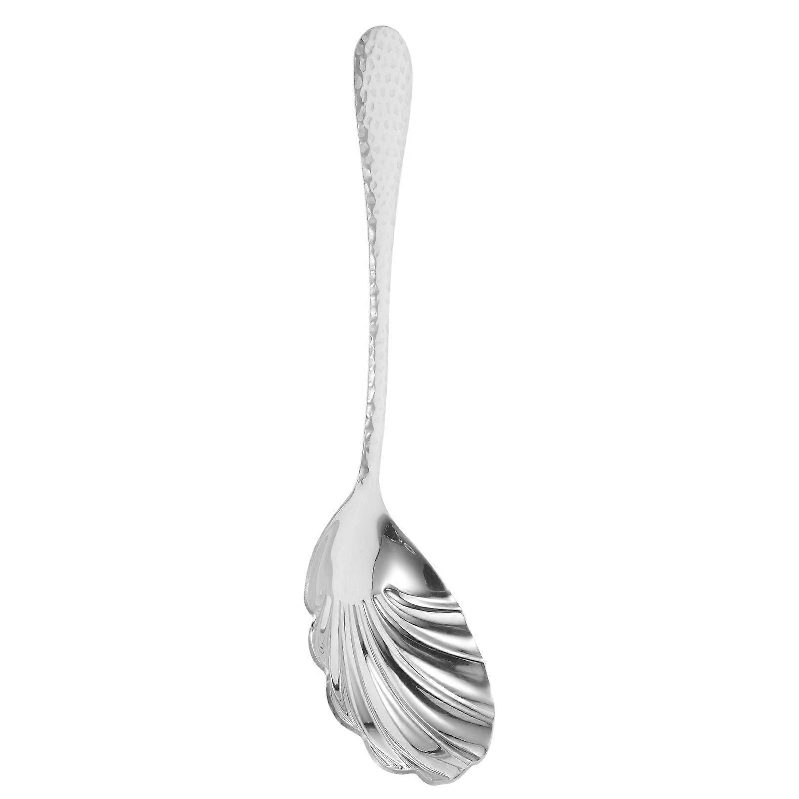 Elegant Stainless Steel Serving Spoon for Mixing 4Pcs Shell Design Silver