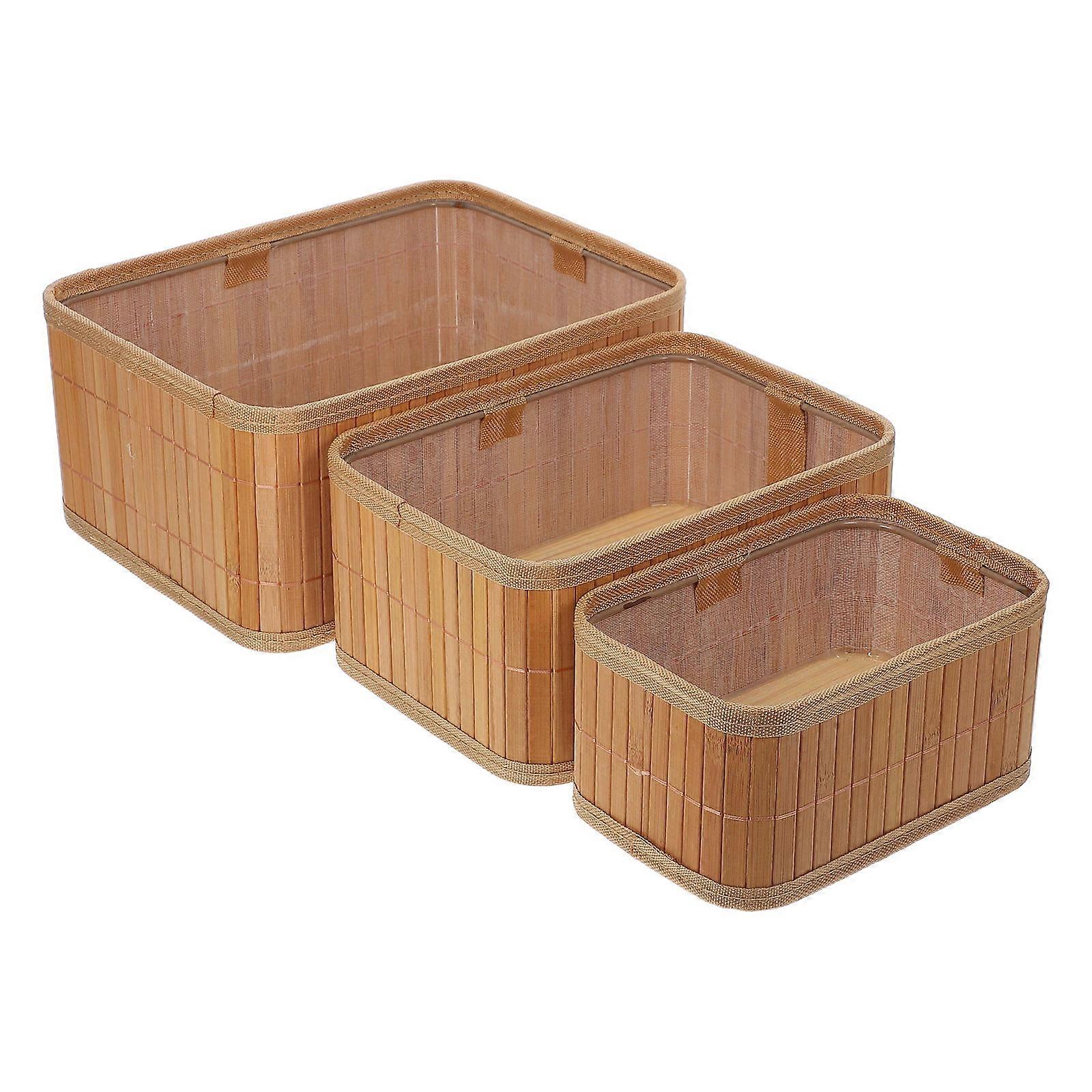 Bamboo Woven Storage Basket for Container Organizing 6Pcs Storage Baskets