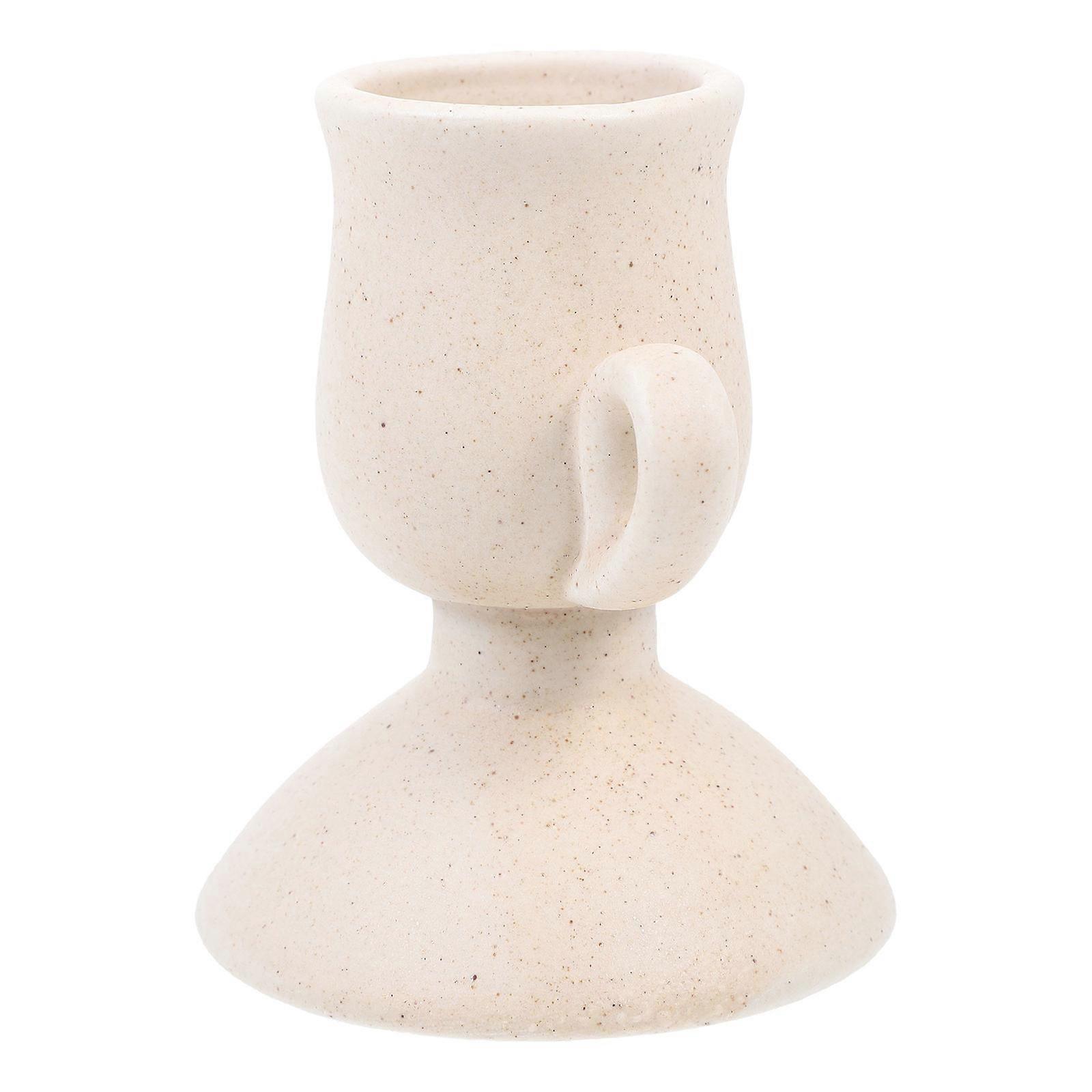 Home Beige Ceramic Candle Holder Candle Burning Stand 5Pcs Set