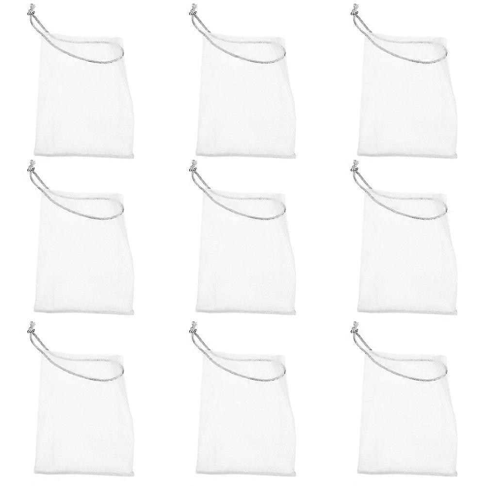 Soap Pouches Portable Storage Drawstring Hanging Mesh Design Square White 11X9X0.3CM Skin Cleansing 30Set