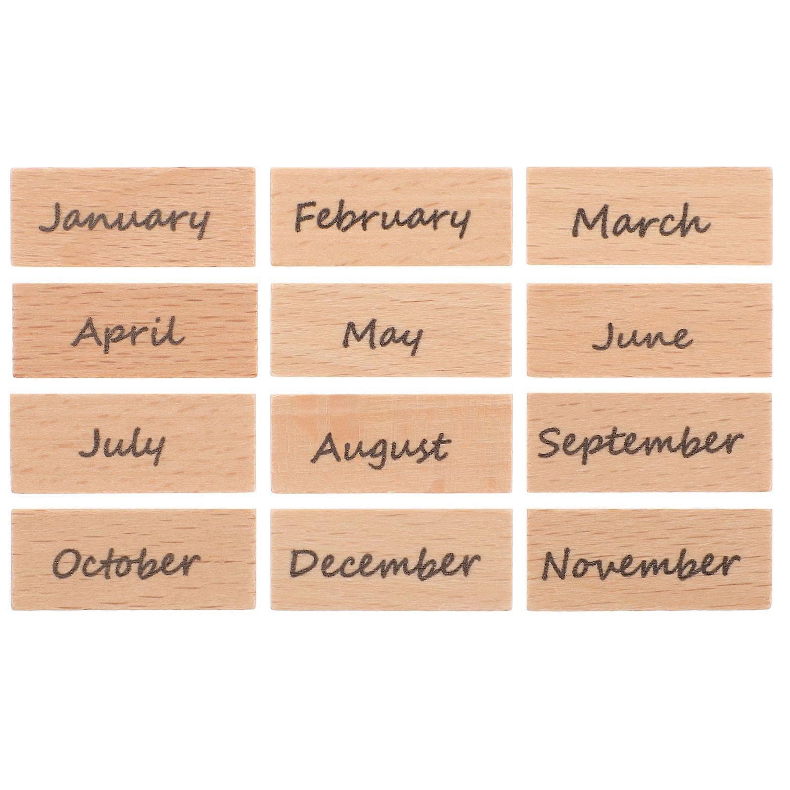 Wooden Scrapbook Stamps for Monthly Patterns DIY Craft 3Sets