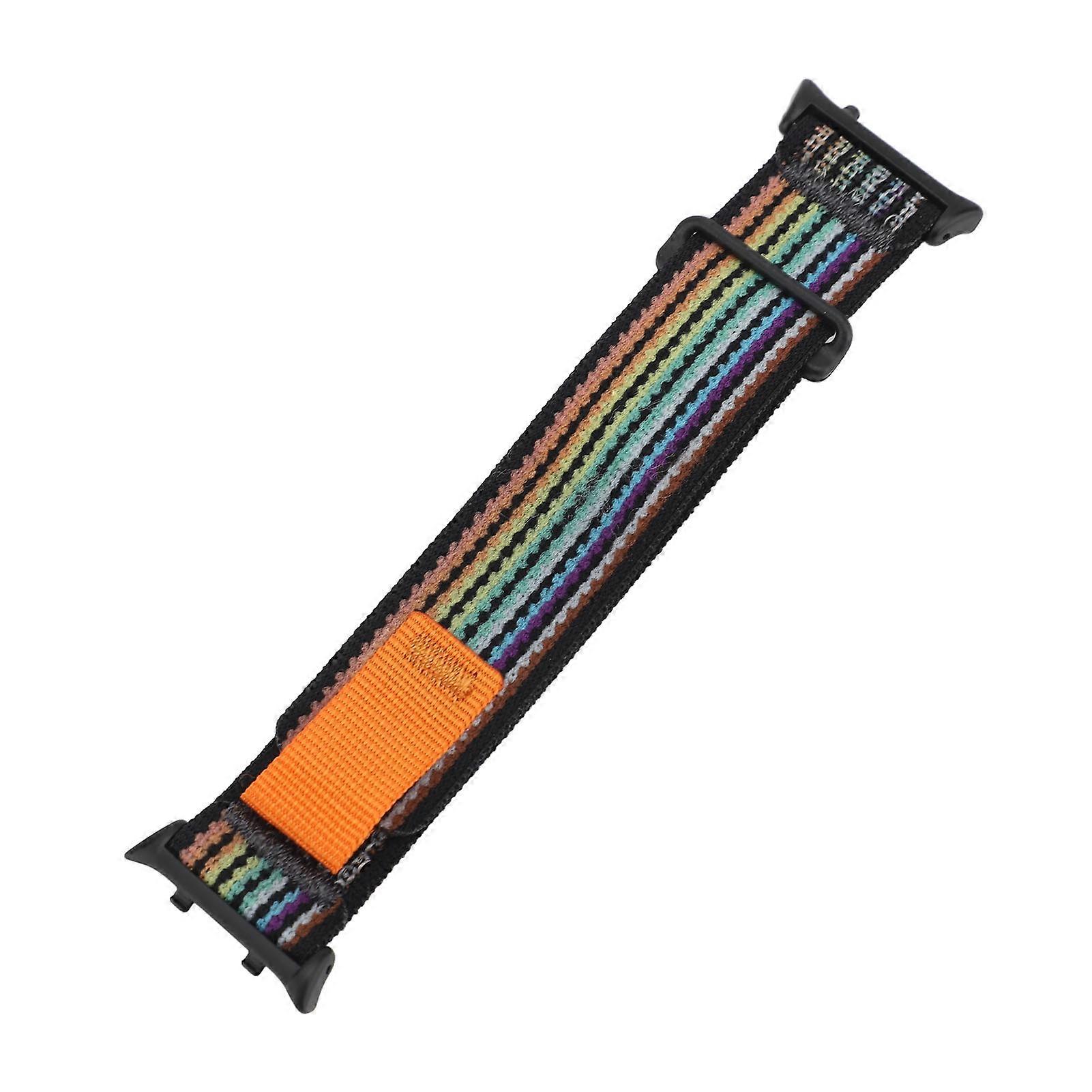 Nylon Adjustable Loop Watch Band 24x2.2cm Black Colorful Strap