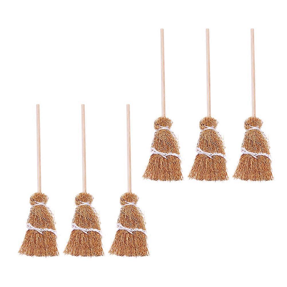 Miniature Broom Models for Mini House Decor 18Pcs Light Brown