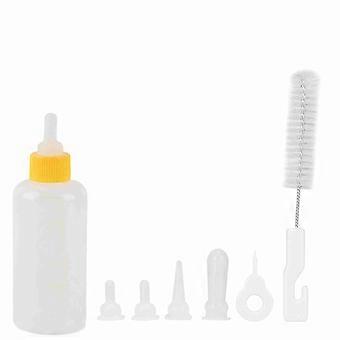 6PCS/ Set 60ml Pet Puppy Kitten Feeding Bottle Small Dog Cat Milk Nursing Care Kit (Yellow)