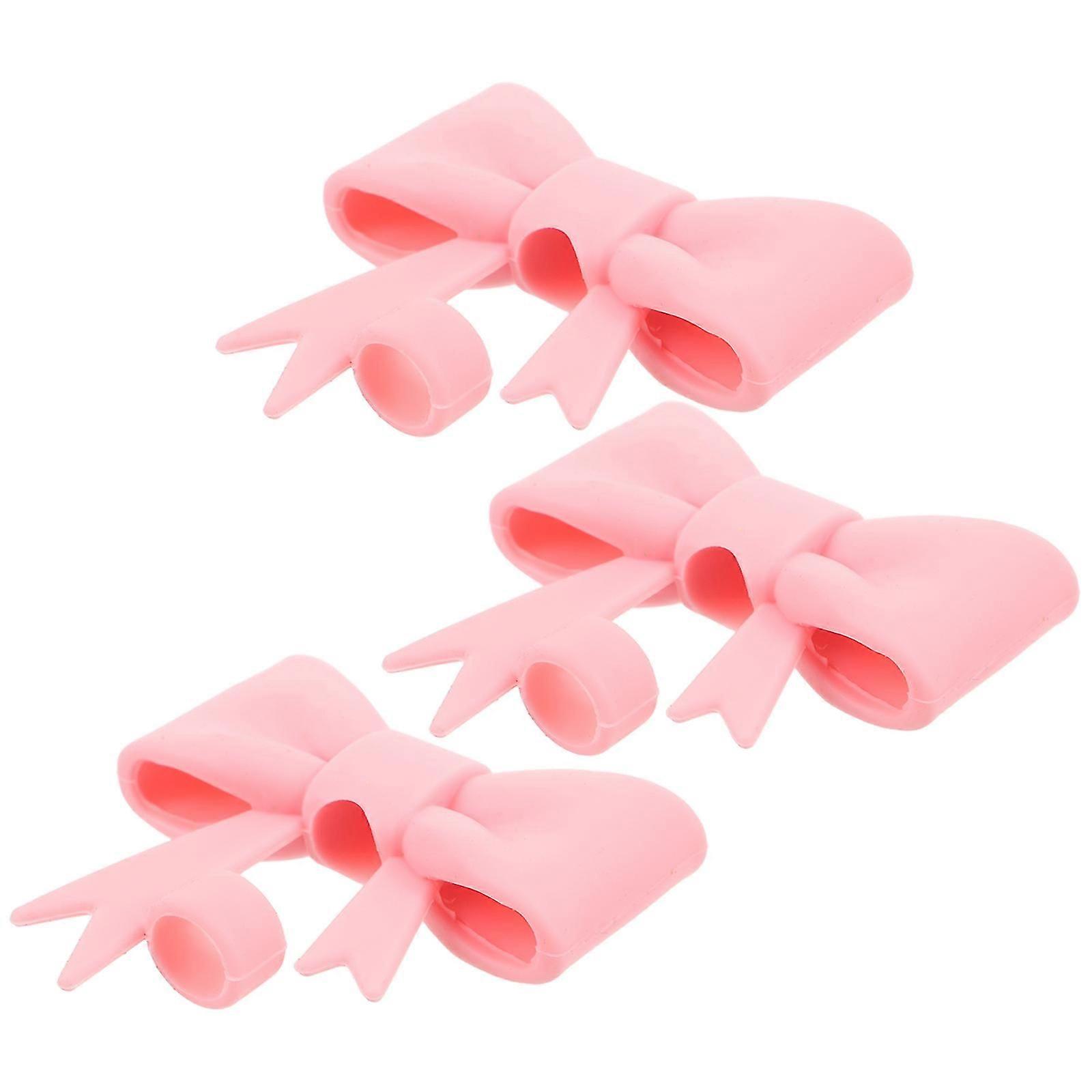 Pink Silicone Straw Caps for Drinking with Cute Bow Design 3Pcs Set