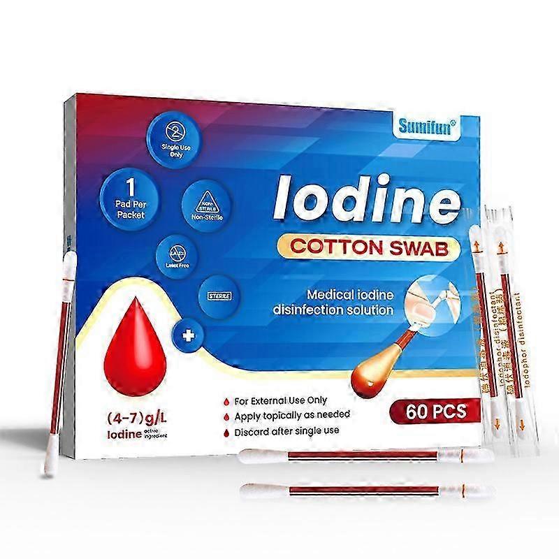 60pcs/1box Iodine Swabs Individually Wrapped Disposable, Iodophor Swabs Outdoor Supplies, Packaged Iodine Swabs_c*