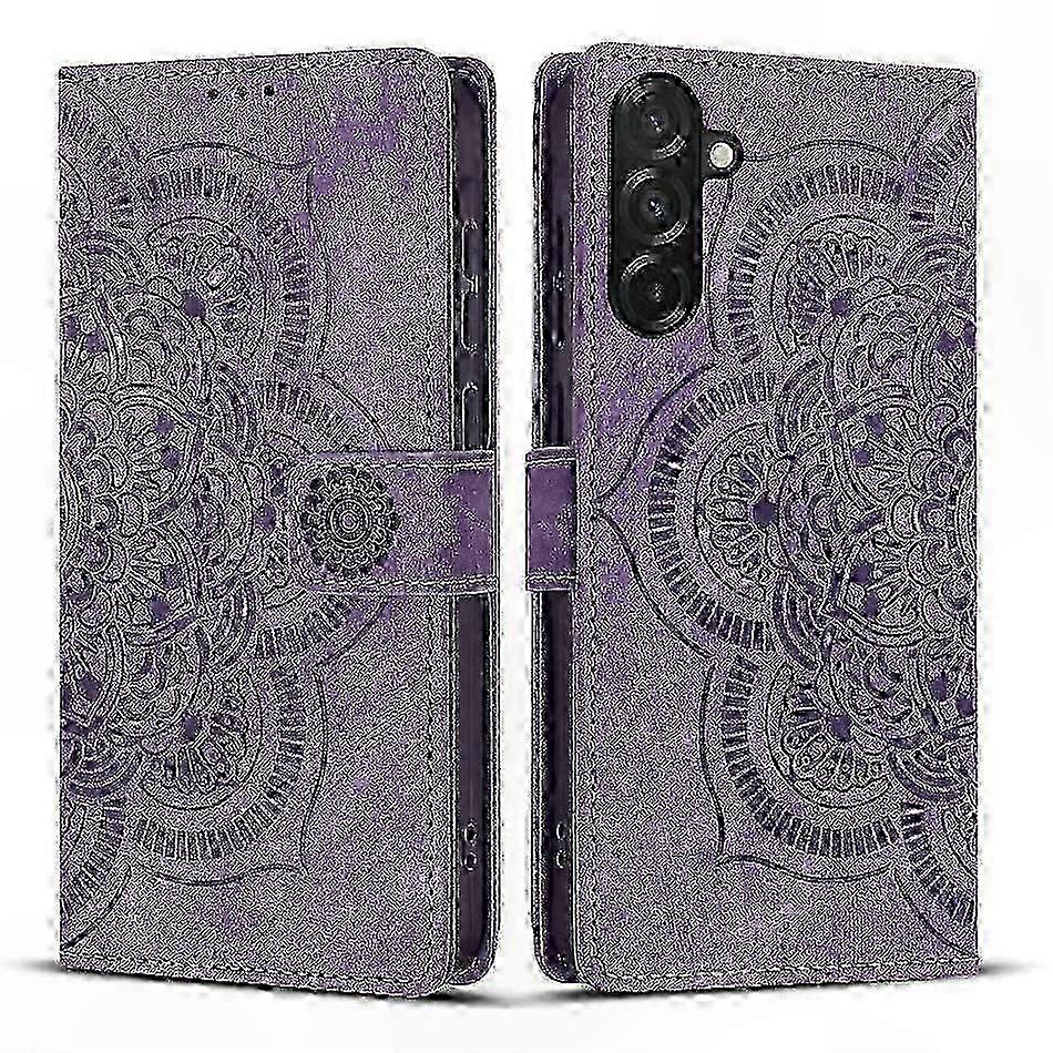 Retro Frosted Leather Case with Mandala Emed Design for Phone