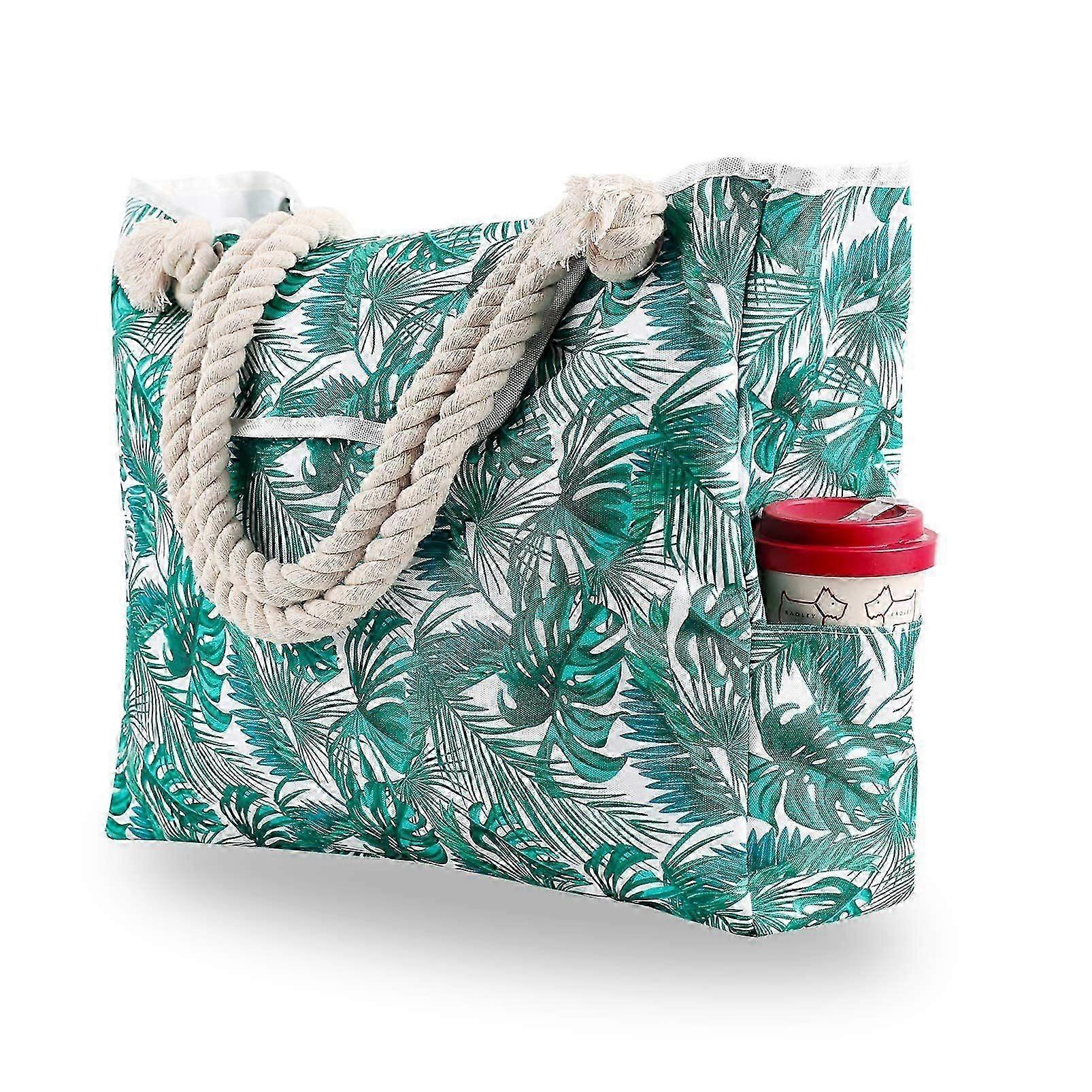 Extra Large Waterproof Canvas Beach Bag with Inner Pockets for Travel-Weekender Big Pool Tote Bag with Inner Pockets