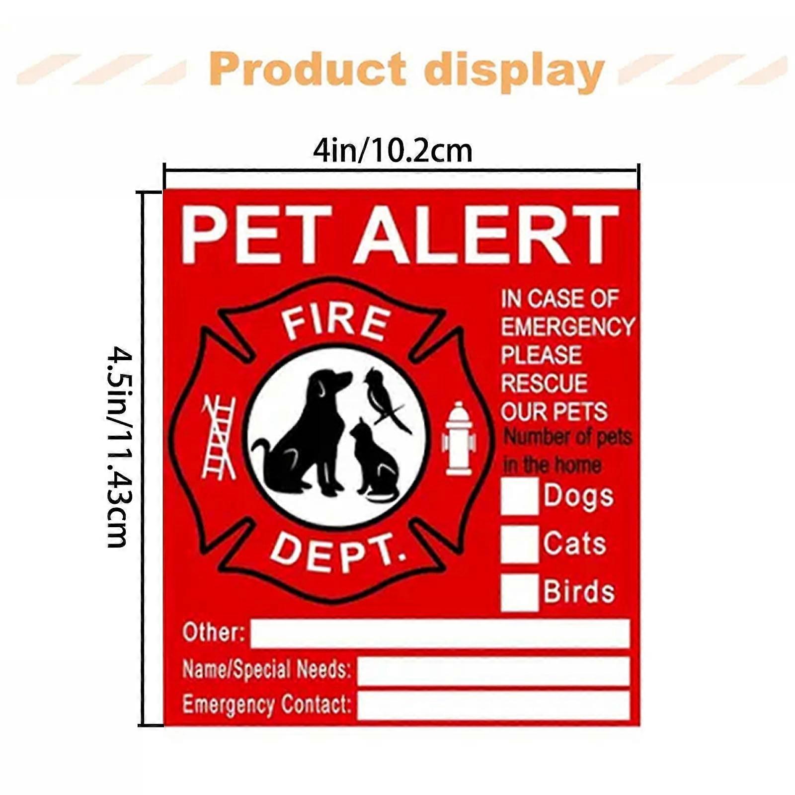 Kafsov Pet Alert Fire Sticker Decal - Emergency Safety Decal to Notify Rescue Teams of Pets Inside in Case of Fire A