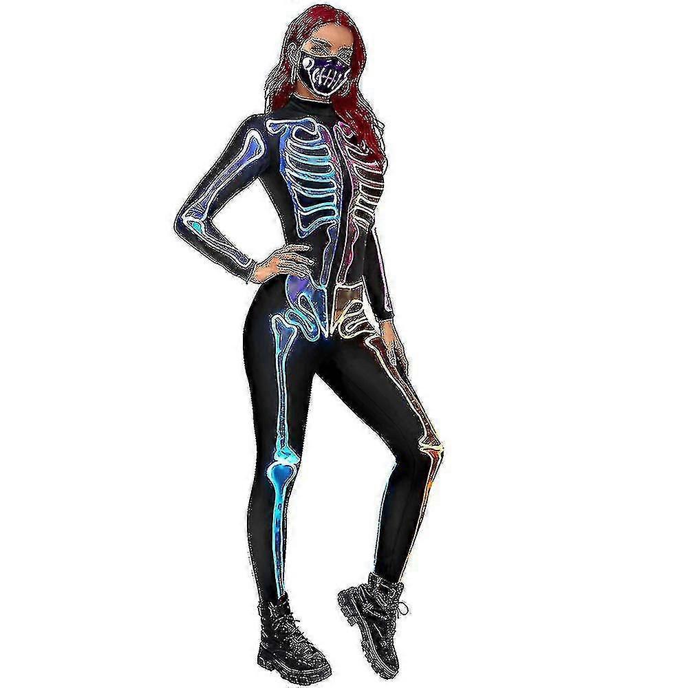 3d Kleurrijke Skeleton Bodysuit Stretch Cosplay Jumpsuits