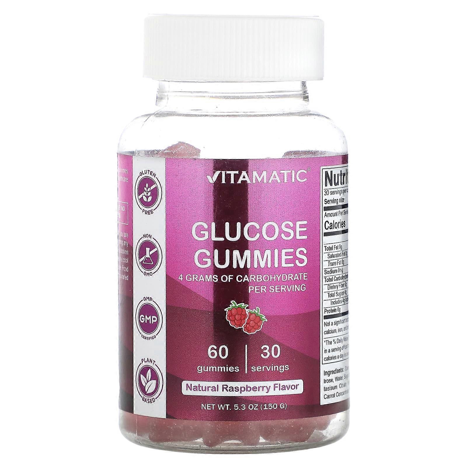 Glucose Gummies, Natural Raspberry, 60 Gummies