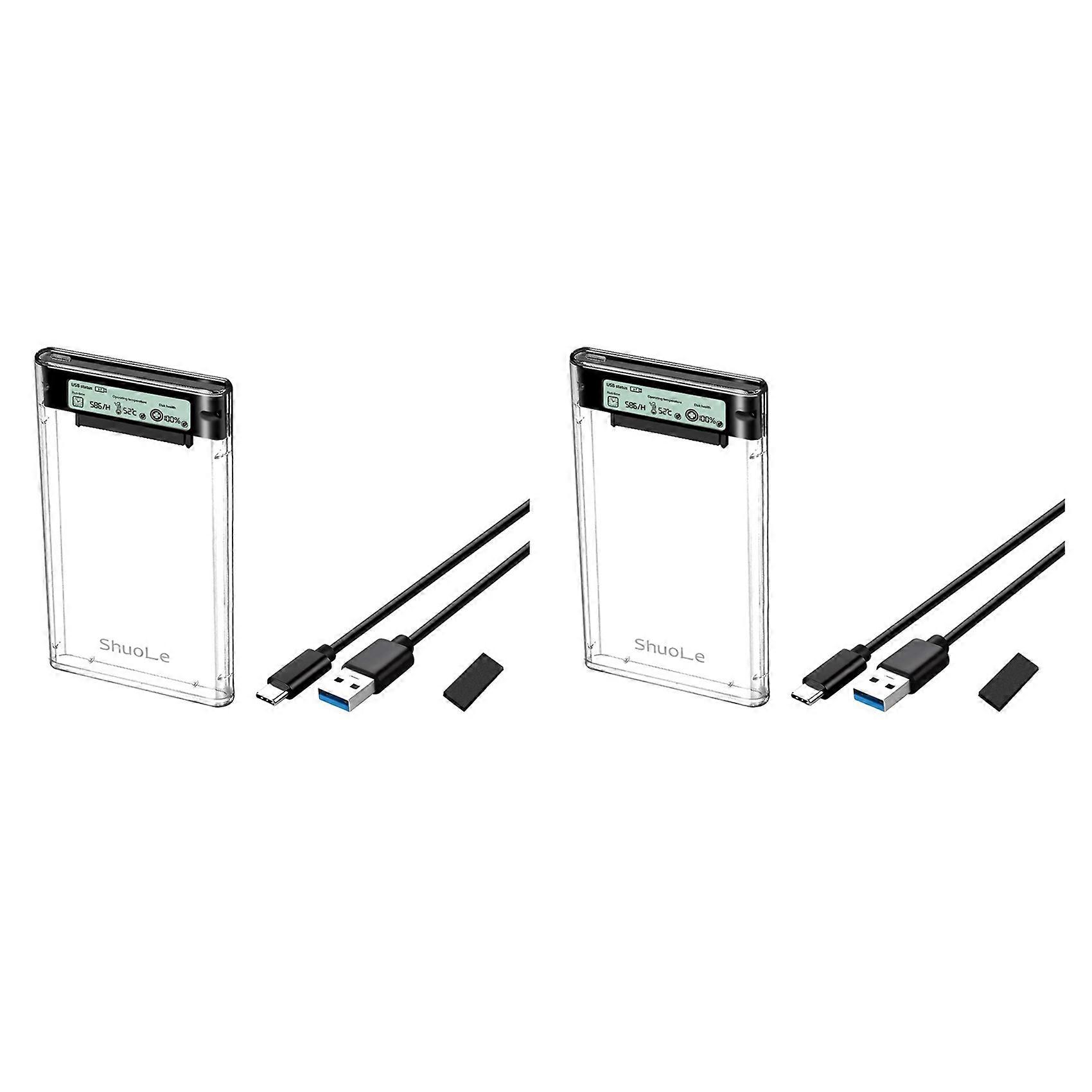 2X ShuoLe USB3.2 External HDD Case 5Gbps 2.5 Inch Hard Disk Case Type-C SSD Enclosure SATA HDD SSD Storage Case
