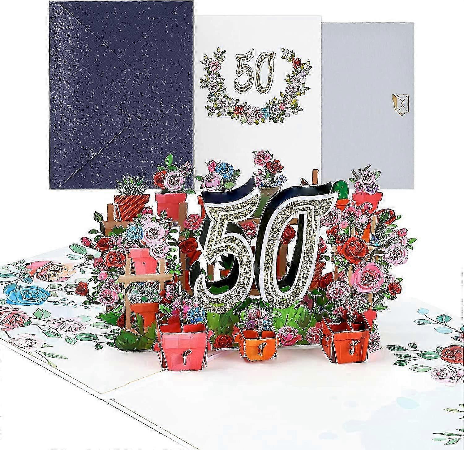 3D Pop Up -onnittelukortti, kukkivat syntymäpäiväkortit kirjekuorella