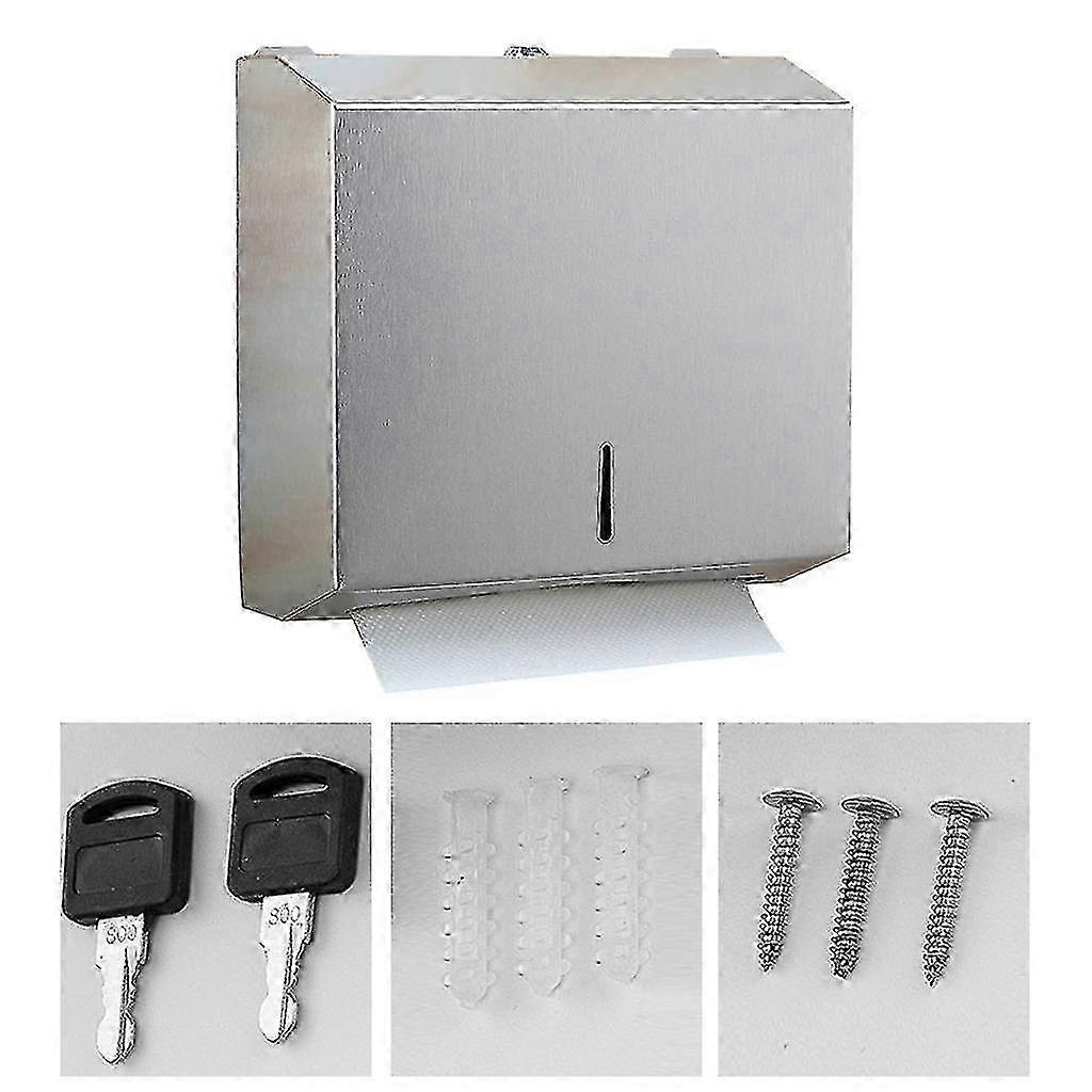 موزع مناشف ورقية مثبت على الحائط من الفولاذ المقاوم للصدأ سعة كبيرة حمام مطبخ منديل مربع حامل مع تصميم قفل